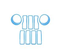 Calandres avant Autocollant De Couverture Décoration Calandre Lampe Circulaire Phare Pour Jeep Pour Wrangler JL JT Pour Gladiator 2024 Up Accessoires Extérieurs Grille de calandre(Bleu clair)