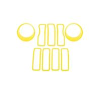 Calandres avant Autocollant De Couverture Décoration Calandre Lampe Circulaire Phare Pour Jeep Pour Wrangler JL JT Pour Gladiator 2024 Up Accessoires Extérieurs Grille de calandre(Jaune)