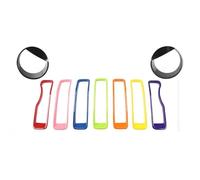 Calandres avant Autocollants Lampe Garniture Calandre Couverture De Cercle Phare Avant Voiture Pour Jeep Pour Wrangler JL JT Pour Gladiator 2018 Up Grille de calandre(Set 4)