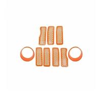 Calandres avant Couverture De Décoration Calandre Phare Avant Extérieur Voiture Pour Jeep Pour Wrangler JL Pour Gladiator JT 2024 2025 Grille de calandre(Set1 orange)
