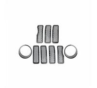 Calandres avant Couverture De Décoration Calandre Phare Avant Extérieur Voiture Pour Jeep Pour Wrangler JL Pour Gladiator JT 2024 2025 Grille de calandre(Set1 black)