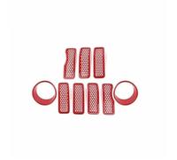 Calandres avant Couverture De Décoration Calandre Phare Avant Extérieur Voiture Pour Jeep Pour Wrangler JL Pour Gladiator JT 2024 2025 Grille de calandre(Set1 red)