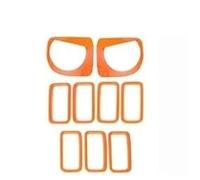 Calandres avant Couverture De Décoration Lampe Phare Calandre Avant Voiture Pour Jeep Pour Renegade 2019 2020 2021 2022 2023 2024 Grille de calandre(Orange 9 pcs)