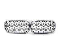 calandres avant sport Pour BMW Pour F15 X5 X6 F16 2014-2018 Calandre Avant De Remplacement Diamant Style Météore Chrome Noir Voiture Grille(Argent)