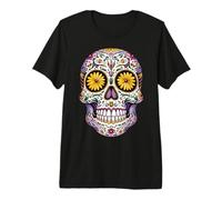 Calavera d'halloween Dia De Los Muertos Sugar Skull T-Shirt Haut de Gamme