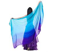 Calcifer Écharpe de danse du ventre en soie 200 cm x 110 cm pour femme danseuse professionnelle, Bleu lac, bleu roi et violet foncé, 200cm*110cm