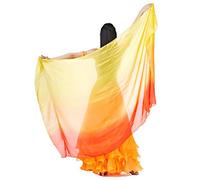 Calcifer Écharpe de danse du ventre en soie 200 cm x 110 cm pour femme danseuse professionnelle, Jaune, orange et rouge