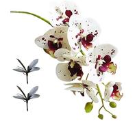 Calcifer® Lot de 10 bouquets d'orchidée phalaenopsis artificielles en latex au toucher réaliste pour fête de mariage, décoration de maison, jardin (pois blancs et fuchsia)
