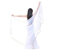 Calcifer Voile de danse du ventre en mousseline pour femmes, accessoire pour danseuses professionnelles, 250 x 120 cm, blanc