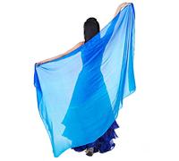 Calcifer Voile de danse orientale en soie 200 x 110 cm pour femme Danseuse professionnelle (bleu lac, bleu foncé et bleu roi)
