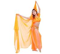 Calcifer Voile en mousseline de soie solide pour danse du ventre - 250 x 120 cm - Accessoire pour femme - Danseuse professionnelle - Orange