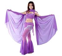 Calcifer Voile en mousseline de soie solide pour danse du ventre - 250 x 120 cm - Pour femme - Danseuse professionnelle - Violet foncé