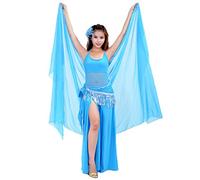 Calcifer Voile en mousseline de soie solide pour danse du ventre - 250 x 120 cm - Pour femme - Danseuse professionnelle - Bleu lac.