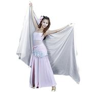 Calcifer Voile en mousseline de soie solide pour danse du ventre - 250 x 120 cm - Pour femme - Danseuse professionnelle - Blanc