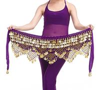 Calcifer - Voile pour Danse du Ventre avec 320 pièces de Monnaie, Dark Purple&Gold Coins, Taille Unique