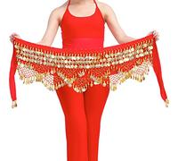 Calcifer - voile pour danse du ventre avec 320 pièces de monnaie, Red&Gold Coins, taille unique