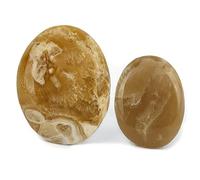 Calcite Miel, lot de 2 Pierres naturelles fait-main, massage et méditation, Galets garde B avec imperfections naturelles, fait-main [Eusice]