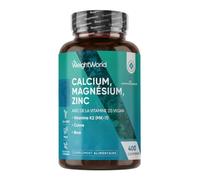 Calcium Magnésium Zinc Vitamine D3 K2 MK7, 400 Comprimés Vegan (+ 1 An)