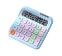 Calcolatrice da tavolo a 12 cifre, écran LCD grande, tasti grandi, alimentazione solaire e a batterie, adatta per ufficio, scuola, casa, bambini, studenti, contabili - blu