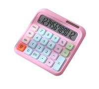 Calcolatrice da tavolo a 12 cifre, écran LCD grande, tasti grandi, alimentazione solare e a batterie, adatta per ufficio, scuola, casa, bambini, studenti, contabili - rose