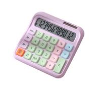 Calcolatrice da tavolo a 12 cifre, écran LCD grande, tasti grandi, alimentazione solare e a batterie, adatta per ufficio, scuola, casa, bambini, studenti, contabili - Viola