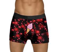Calcon Homme,Boxer Sport Homme,Catégorie de Produit sous-vêtements Masculins - Cadeau Saint-Valentin avec imprimé Bulle Rouge sur Fond Rose - Style Unique et Confort (XXXL)