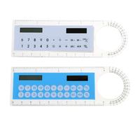 Calculatrice 4 en 1 avec règle en Plastique, 2, Light Blue White | Calculatrice multifonctionnelle 4 en 1, avec règle, loupe et rapporteur, pour enfant