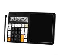 Calculatrice avec tableau d'écriture, calculatrice solaire à 12 chiffres avec tablette d'écriture LCD, parfaite pour le travail, les études, le bureau, bloc-notes pour combo (noir)