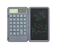 Calculatrice avec tablette d'écriture portable de 15,2 cm - Pliable - Écran LCD effaçable - Tablette d'écriture manuscrite - Batterie rechargeable - Affichage à 12 chiffres - Pour étudiants, enfants