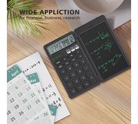 Calculatrice de base améliorée avec bloc-notes de 6,5 pouces, calculatrice standard de poche, fonction 12 chiffres, 2 en 1, portable pour l'école et le bureau Black