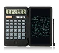 Calculatrice de base, calculatrice de bureau silencieuse à 12 chiffres avec tablette d'écriture de 15,2 cm, énergie solaire et batterie double pour bureau, école, entreprise