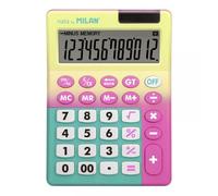 Calculatrice De Bureau - 12 Chiffres - Piles Et Solaire - Sunset - Jaune Rose Milan