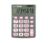 Calculatrice de bureau - 8 chiffres - Rose et gris - Grosses touches - Piles et