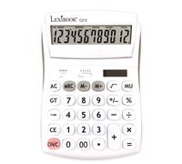 Lexibook, Calculatrice de Bureau 12 Chiffres avec Écran Inclinable - Fonction Basiques, mémoire et Arrondi - Larges Touches pour Travail, Scolaire, Maison - Solaire & Piles - Blanche/Grise - C212
