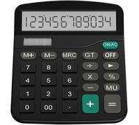 Calculatrice de bureau à fonctions standard Grand écran Double alimentation Ordinateur comptable et financier (Noir)