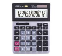 Calculatrice de bureau - BR - Modèle 12 chiffres - Grand écran LCD - Dual Power - Gris