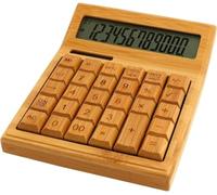 Calculatrice de bureau en bambou, grand écran 12 chiffres | 29 grandes touches confortables, chiffres gravés qui ne s'estompent pas, fonction de vérification et de correction