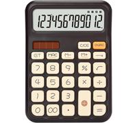 Calculatrice de bureau extra large avec écran LCD à 12 chiffres et gros boutons,calculatrice de comptabilité à piles et à énergie solaire pour bureau,affaires,quotidien,maison (A7,marron
