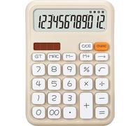 Calculatrice de Bureau Extra Large avec écran LCD à 12 Chiffres et Gros Boutons,Calculatrice de comptabilité à Piles et à énergie Solaire pour Bureau,Affaires,Quotidien,Maison,Blanc (A7)