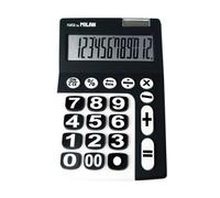 MILAN Calculatrice 150912KBL – 12 chiffres, grandes touches – noir et blanc