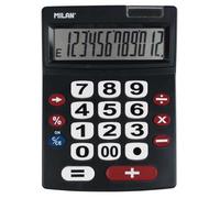 Calculatrice de bureau - Milan - Noir - 12 chiffres - Grandes touches - Double alimentation