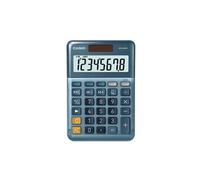 Casio Calculatrice de bureau MS-88EM – 8 chiffres, conversion de devises, solaire/pile – Bleu