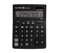 Calculatrice de bureau Olympia LCD 412 | Écran LCD à 12 chiffres | Calculatrice de bureau avec affichage | Alimentation solaire et par piles | Calcul des pourcentages et des taxes | Fonction mémoire |