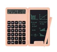 Calculatrice de bureau portable avec bloc-notes et stylet, grand écran 12 chiffres multifonction pour bureau, école, maison et financier de base (rose)
