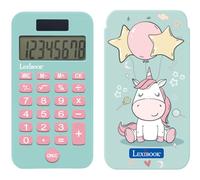 Lexibook, Licorne, Calculatrice de Poche avec Couvercle de Protection, Fonctions Classiques et évoluées, à Piles et Solaire, Bleu/Rose, C45UNI
