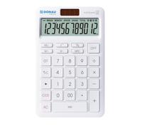 Calculatrice de Poche DONAU Tech, 12 Chiffres, 10,4 x 16,6 x 1,4 cm, Blanche, Double Alimentation Solaire/Piles, 1 pièce