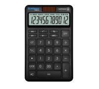 Calculatrice de Poche DONAU Tech, 12 Chiffres, 10,4 x 16,6 x 1,4 cm, Noire, Double Alimentation Solaire/Piles, 1 pièce