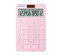 Calculatrice de Poche DONAU Tech, 12 Chiffres, 10,4 x 16,6 x 1,4 cm, Rose, Double Alimentation Solaire/Piles, 1 pièce