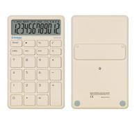 Calculatrice de Poche DONAU Tech, 12 Chiffres, 8,4 x 13,7 x 1,5 cm, Beige, crème, Double Alimentation Solaire et Piles, 1 pièce