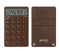 Calculatrice de Poche DONAU Tech, 12 Chiffres, 8,4 x 13,7 x 1,5 cm, Marron, Double Alimentation Solaire/Piles, 1 pièce